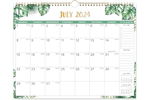 COLORAGE 2024-2025 Calendar - Calendar 2024-2025 uk from Jul. 2024 - Dec. 2025,18 Month Calendar 2024-2025 with Large Ruled Blocks, Perfect for Planning and Organizing, 37.6 x 29 cm, Green Leaf