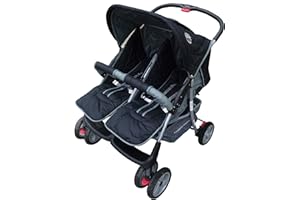 BAMBINO WORLD Poussette double twin noir Deluxe Tandem - BambinoWorld