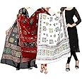 BLACK MACY Women's Embroidered Cotton Dupatta