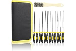 smtfcty Feilen Set 13 tlg Feilenset Metall und Holz mit Aufbewahrungstasche inkl Nadelfeilen, Schlüsselfeilen, Diamant Feilen,Drahtbürste für universelle Schrupp und Schlichtarbeiten geeignet