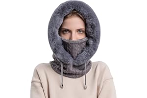 WANYI Chapeau d'hiver en Tricot Femme Bonnet Écharpe Ensemble Chapeau à Pompon Chaud Cache-cou Tour de Cou de Doublure Polaire Ski Chapeaux