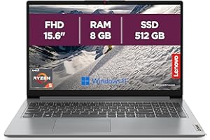 Lenovo IdeaPad 1 15AMN7 - Ordinateur Portable 15.6'' FHD (AMD Ryzen 5 7520U, RAM 8Go, SSD 512Go, AMD Radeon 610M Graphics, Windows 11 Home) Clavier AZERTY Français - Gris