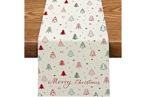 Viosmut Camino de Mesa Navidad 40x140 cm, Camino de Mesa Navideño Árbol de Navidad único Decoracion Mesa Navideño, Moderno Centro de Mesa de Navidad para Adornos de Cocinas Interiores Exteriores