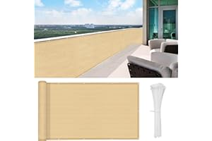 HENG FENG Balcón Pantalla Protección de Privacidad 90x600cm HDPE Protección UV Resistente al Viento Sujetacables Adjundas para Jardín Balcón Terraza Arena