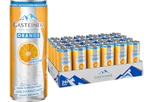 Gasteiner 100% natural | 330ml Dosen | prickelndes Wasser mit Fruchtsaft | Kohlensäurehaltig | (1 x Gasteiner Orange 24er Tray)
