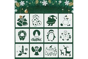 TECHEEL Schablonen Weihnachten, Weihnachten Schablone Set, Weihnachten Zeichenschablonen, Wiederverwendbar Weihnachten Schablone Set, DIY Geschenkkarten Geschenke Weihnachten Kinder