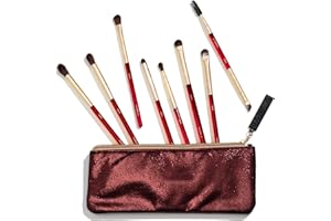 Nabla Ruby Complete Eye Brush Set | Set Completo Pennelli trucco per Make-Up Occhi Professionale 100% vegan | Design elegante color rosso rubino, ideale come regalo.