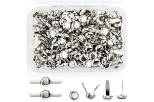 ZHENLE 200 Pcs Split Pins, Paper Fasteners Metal Mini Brads, 8mm x 12mm Round Scrapbooking Brads Split Pins with Storage Box for Paper Craft DIY Stamping Scrapbooking (Silver)
