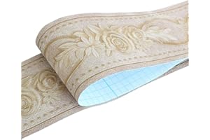 HyFanStr Frise Murale Adhesive 3D Amovibles Fleur Marron Bordure De Papier pour Chambre Cuisine Salon 500X10cm