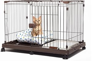 Iris Ohyama Parque para Perros con Puerta y Cerradura, H65, Marrón, Ruedas, Jaula Gatos, Vallas, Corralito, para para Interiores, Exteriores, Conejo, Cercado, Corral Perro, Mascotas, STS-600TY