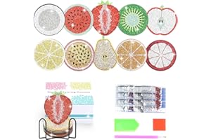 ANZRLE 10 posavasos de diamante para automóvil, artes y manualidades para adultos, kits de pintura de diamantes, posavasos de mandala para manualidades (fruta 10)