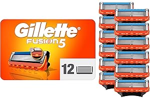 Gillette Fusion5 Recharges De Lames De Rasoir Pour Homme, 12 Recharges De Lames, Avec Cinq Lames Anti-Friction Pour Un Rasage De Près