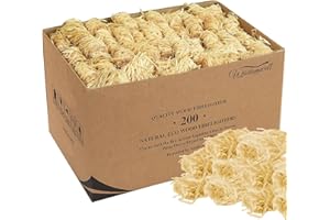 WISDOMWELL Fire Starters - Wood Firelighters 200pcs in The Box, BBQ's,Firewood,Pizza Ovens & Smokers, Safe Charcoal Starter for Lighting A Charcoal Barbecue and Firewood(200pc)