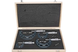 JEANOKO Micrometro per Esterni 4 Pezzi 0‑100 Mm Calibri di Misurazione per Micrometri per Esterni Metrici con Custodia