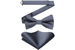 Enlision Pajarita Hombre Preatada Conjunto de Pajaritas y Pañuelo a Cuadros de Bolsillo Ajustable Corbatín con Pañuelos para Fiesta Bodas