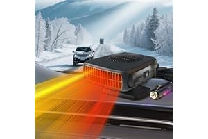 Qidoe 200W Riscaldatore per Auto, Portatile Ventola di Riscaldamento 12 V, Riscaldamento Rapido, sbrinatore per Parabrezza, Riscaldatore per Parabrezza con Accendisigari Rotazione a 360 Gradi (Nero)