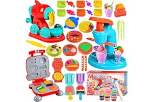 MUOIVG 51 pièces Pâte À Modeler pour Enfants, Accessoires pour Créer des Hamburgers et des Pizza, Outils de Pâte À Modeler, avec 12 Pots