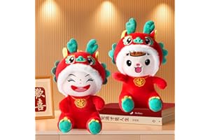 CELERAUR Poupée Dragon du Nouvel an Chinois 2024, 2 pièces en Peluche Dragon, Mascotte de Dragon Chinois de 25 cm, décorations du Nouvel an Chinois pour la Maison, la Chambre, Le Salon