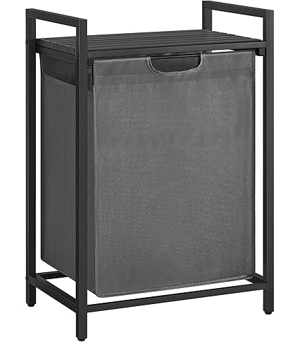Panier à Linge VASAGLE 2 Compartiments - 92L Total - Sacs Oxford Amovibles - Étagère - Marron/Noir - 73x33x72 Cm