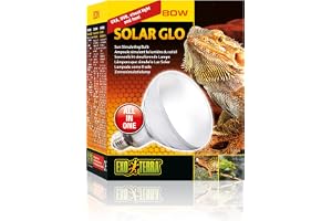 EXO-TERRA Solar Glo PT2334 Lampa, Vit, 80 watt | Allt-i-ett-lampa med brett ljusspektrum (UVA, UVB och infraröd -A), stimulerar naturlig reptilaktivitet