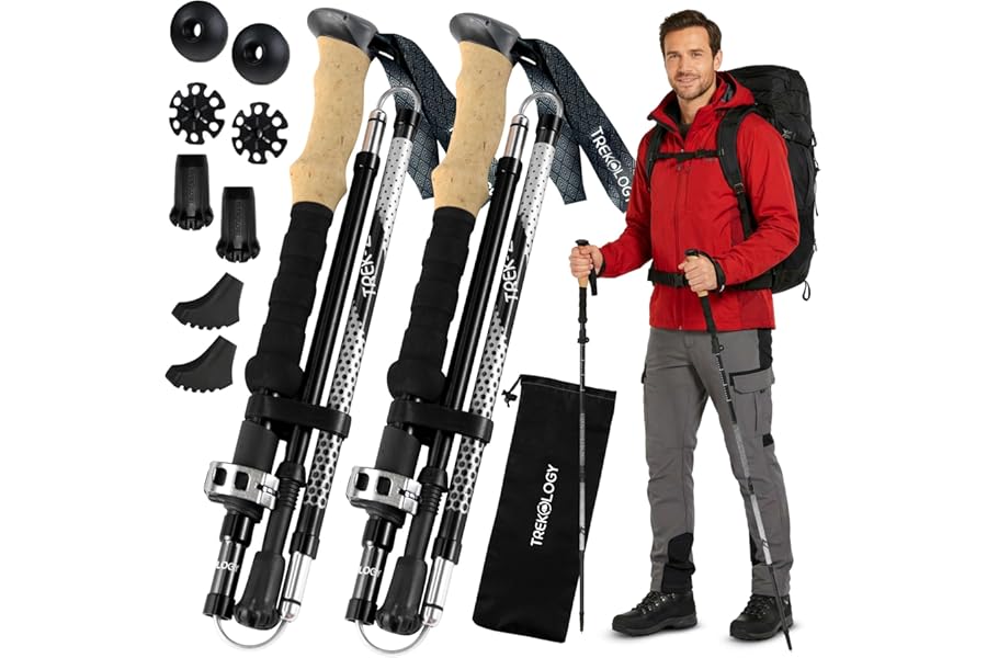 TREKOLOGY Walking Poles Women TREK-Z, Nordic Walking Poles for Men, Hiking Sticks for Men, Nordic Walking Sticks for Hiking Poles for Women Trekking Poles for Women Foldable Walking Stick Hiking Gear