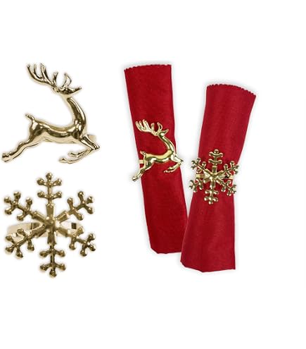 MWOOT Set Of 12 Wooden Christmas Tree Napkin Rings – Holiday Table Setting Decor