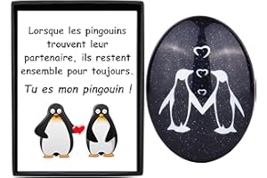 Merclix Idee Cadeau Homme Femme Amour Pierre de Pingouin Cadeau Couple Copain Copine Mari Original Amoureux Saint Valentin Noel Anniversaire