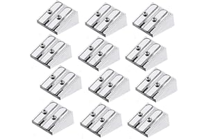 KAIAIWLUO Double Hole Pencil Sharpener, Pack of 12 Mini Pencil Sharpener, Metal Wedge Sharpener, Handheld Aluminium Alloy Small Sharpener for Schools Offices Art