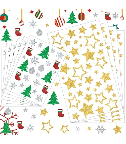 Rouleau 500 Autocollants Flocons De Neige Noël - 9 Couleurs, Tailles 2,5 Et 3 Cm, Autocollants PET Pour Décoration Cadeaux Et Fêtes - 8