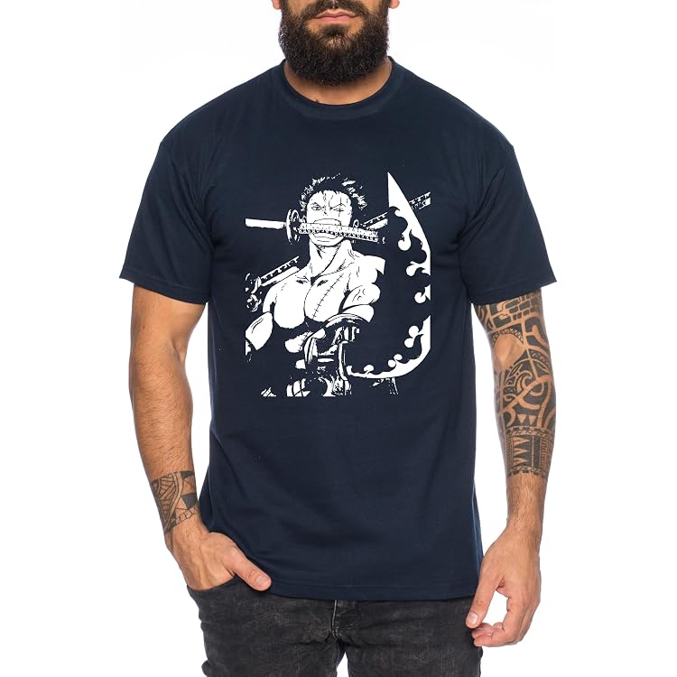 Tee Kiki New World Zoro One Manga Maglietta Luffy Da Uomo Anime Piece Groesse2 Large Farbe2 Cachi 138913791