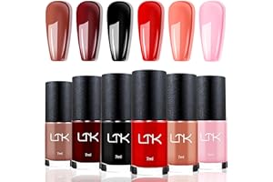 MRCUVARYAS Set di 6 smalti per unghie, ad asciugatura rapida, rosso, rosa, nude, non tossico, a base d'acqua, ad asciugatura rapida, per salone fai da te, per manicure a casa (colorato)