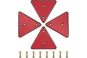 SPARKMOTO Catadioptrico Triangular 4 Piezas,catadióptricos Triangulares para Remolque,Reflector de Triángulo Rojo,Homologados ECE R3 Catadioptrico Triángulo Remolque Apriete de Tornillo