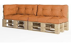 ‎CHILLY PILLEY chilly pilley Palettenauflage Schaumflocken palettenkissen Palettenpolster Palettenmöbel Palettensofa Rückenlehne Sitzkissen Seitenkissen Set (5er Set Orange)