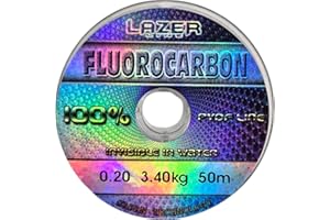 ‎LAZER LINE LAZER LINE Fluorocarbon Angelschnur 50m Dia 0,20mm Test 3.4kg - Transparent Vorfachschnur für Hecht Zander Barsch Forelle Karpfen - Fluorocarbon Vorfach - Raubfish Angeln Schnur – Flourocarbonschnur
