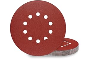 KONGMING Dischi Abrasivi 225 mm 10 pezzi 10 Fori Grana P150 Rotondi di Carta Vetrata per Levigatrici a Collo Lungo Smerigliatrici per Cartongesso Parete e Levigatrice a Soffitto