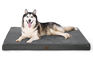 Bedsure Cuscino per Cani Gande - Materasso per Cani Extra Grande Cuscino per Cani Interno Rimovibile Lavabile 135x91x10 cm, Grigio