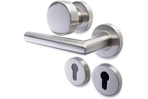 Sempro Türgriff Livia Links - Drückergarnitur mit Festem Türknauf, Edelstahl Türklinke für Haustüren