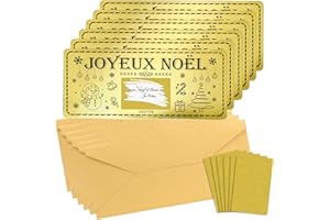 DPKOW 6 Cartes à Gratter de Noël Personnalisables, Carte de Noel à Paillettes Dorées, Cartes Cadeau Joyeux Noël avec Enveloppe Autocollant, Tickets a Gratter de Noel Carte Postale, Cadeau Personnalisé