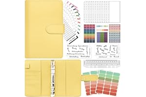 AULESE Budget Planner Deutsch, 36 Stück A6 PU Budget Binder Set - Haushaltsbuch mit Geldfächer und Bugetplaner Zubehör, Budgetplaner Geld Organizer Sparbuch mit Folien für Finanzplaner, Geld Sparen Mappe