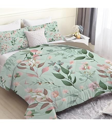 SYHIEGO Planten dekbed, 135 x 200 cm, 4-seizoenen dekbed, wasbaar