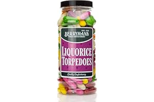 Original Liquorice Torpedoes Retro Sweets Gift Jar By Berrymans Sweet Shop - Classic Sweets, Traditional Taste.