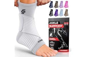 SS SLEEVE STARS Sleeve Stars Ankle Brace for Sprained Ankle, Plantar Fasciitis Relief Ankle Support for Women & Men, Ankle Compression Sleeve w/Strap, Achilles Tendonitis Brace, Foot Brace Wrap (Single/White)