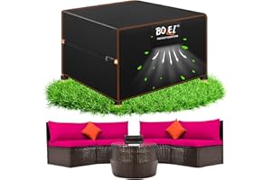 BOLEi Pokrowiec na meble ogrodowe, odporny na warunki zimowe, plandeka okryciowa z otworami wentylacyjnymi, tkanina Oxford 420D, wodoszczelna, odporna na deszcz, wiatroszczelna, pokrowiec ochronny na