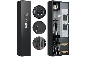 SUPEER Waffenschrank für 1-3 Gewehre,Langwaffenschränke mit Elektronikschloss, normgerechte Waffenschränke für Langwaffen, Pistolen und Munition
