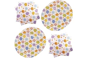 BFB Autumn Harvest Pumpkin Paper Plates and Napkins Set 40 Pieces Disposable Tableware Party Supplies