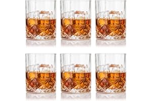 WinGluge 6 Piezas Vasos de Whisky, 330ml Vasos de Cristal Sin Plomo para Agua, Copas de Whiskey Cristalino, Vaso Clásica para Whisky, para Adecuado, Familias, Restaurantes y Fiestas