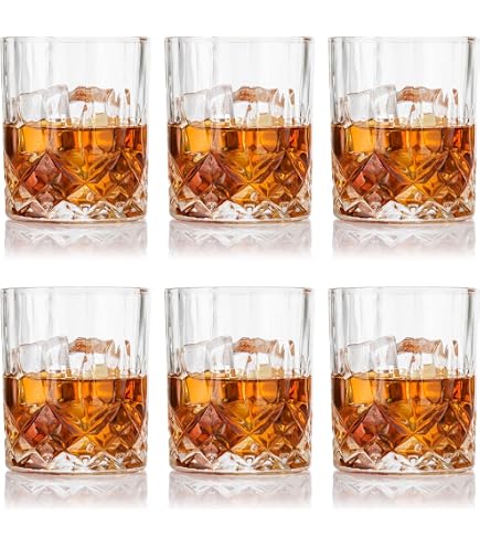 LAV Odin Whisky-Gläser Set – 12 Stück, Je 330 Ml, Art-Deco-Design (für Bourbon, Rum & Cocktails)