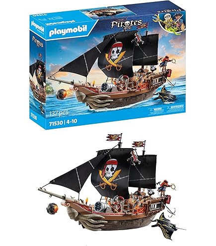 Playmobil 9328 – Tesoro Dei Pirati: Tappeto Gioco E Personaggi, Barca E Cannone, Sacchetto Portabile