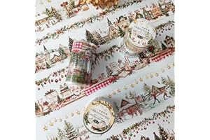 MisKepaa 3 Rolls Christmas Tape Adesivi Accessori Kit,PET Washi Tape per Journaling,Junk Journal,Notebook,Photo Frame(Snow Scenery)