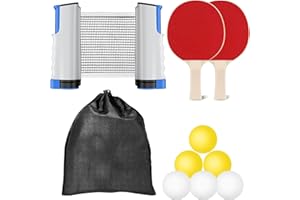 FOOING Set di racchette da ping pong, 2 racchette da ping pong professionali 6 palline da ping pong retrattili con sacca di stoccaggio